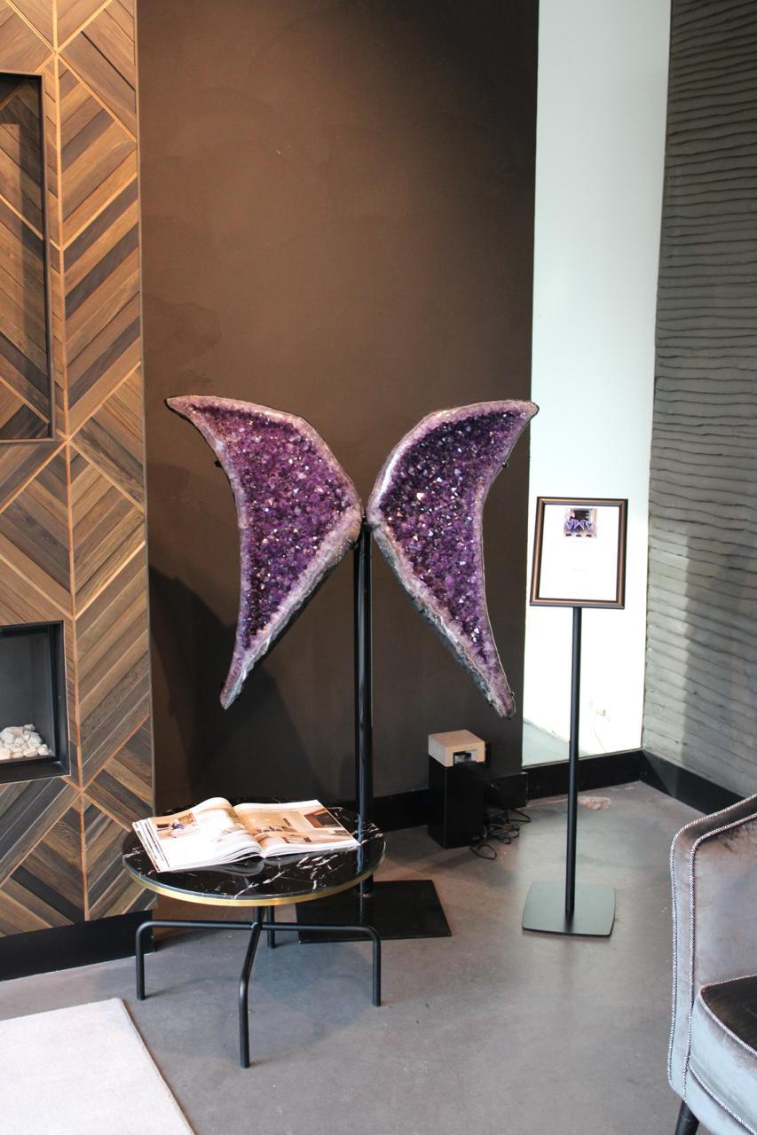 Gedetailleerde weergave van amethist vlinder op standaard